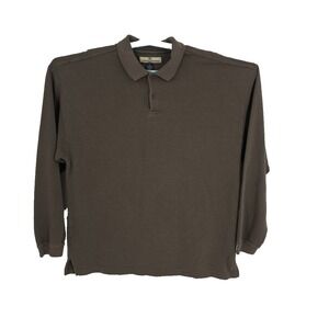 Tommy Bahama Army Brown Men's 70% Silk 30% Cotton LS Pullover Ribbed Design S XL